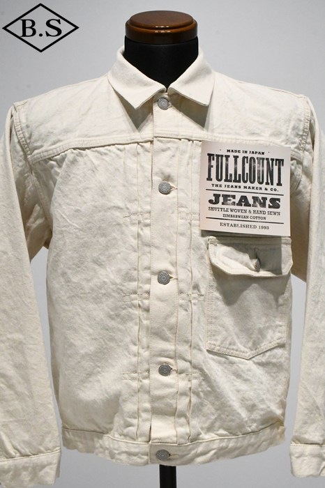 フルカウント Gジャン FULLCOUNT 2107EC Type 1 Ecru Denim Jacket 13.7OZ 生成りデニム ジャケット