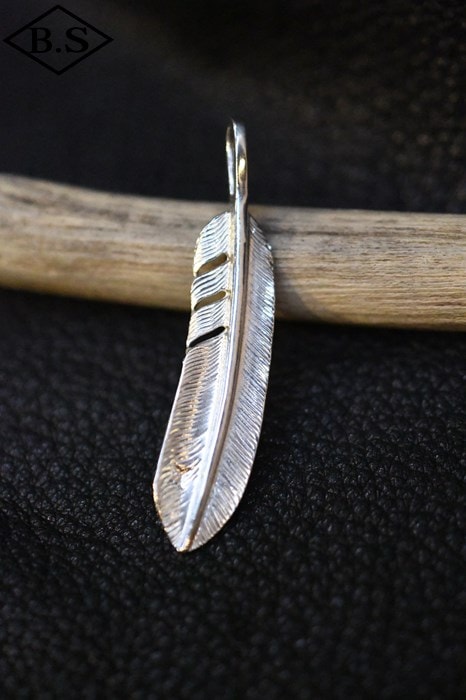 B*e様 FIRST ARROW'S シルバー 特大 フェザー ペンダント革紐ビ sb-002-m1.jpg