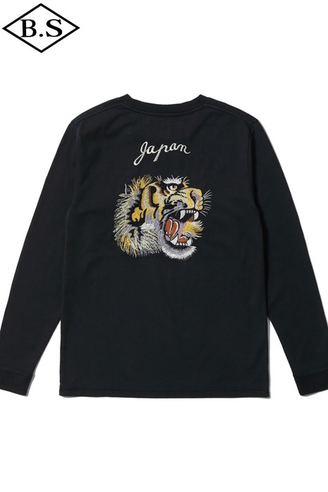 テーラー東洋 TAILOR TOYO 長袖Tシャツ TT69649 / LONG SLEEVE SUKA T-SHIRT EMBROIDERED “TIGER” BLACK