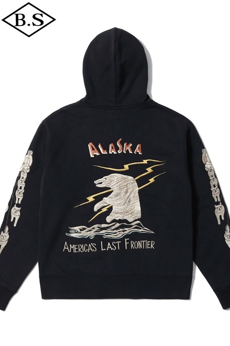 テーラー東洋 TAILOR TOYO スウェット  TT69652 SUKA ZIP PARKA EMBROIDERED “ALASKA” BLACK
