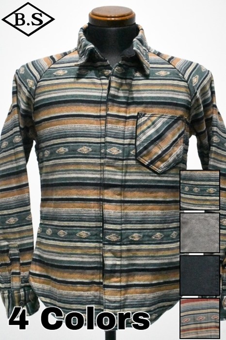 デラックスウエア DELUXEWARE 長袖シャツ 7649C 40S NATIVE BORDER