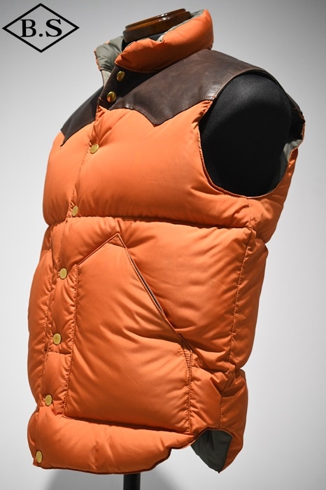 [青影]ウエアハウス　レザーダウンベスト XL WAREHOUSE × Rocky Mountain Featherbed (ウエアハウス ロッキー