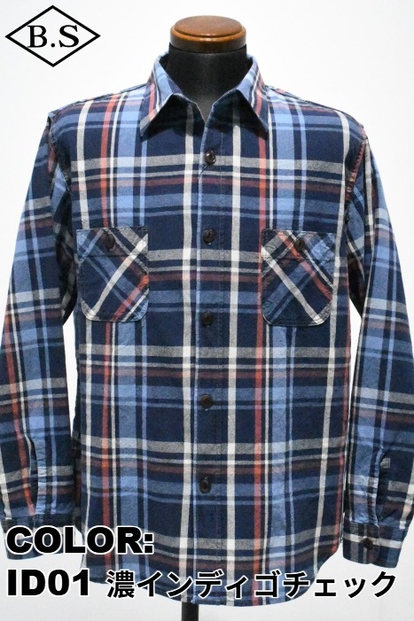 長袖シャツ / ビッグジョン BIG JOHN 長袖シャツ MS012G INDIGO CHECK