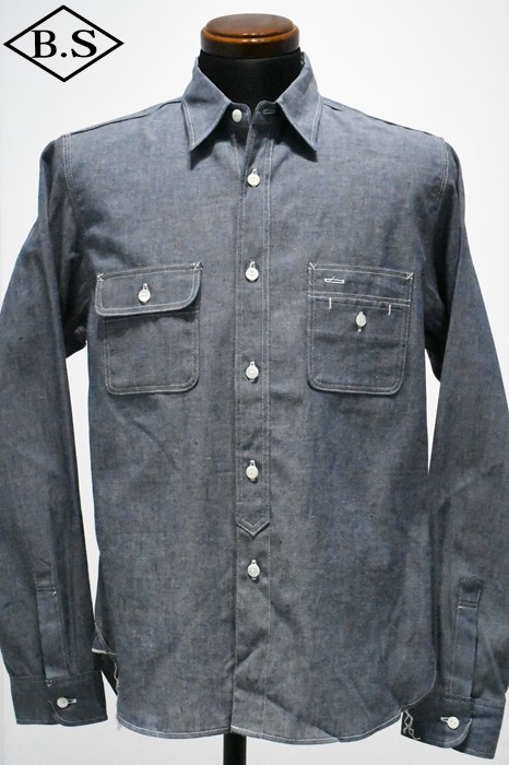 ビッグジョン BIG JOHN  長袖シャツ MS004R (01C) Color Nep Selvedge Chambray Shirt