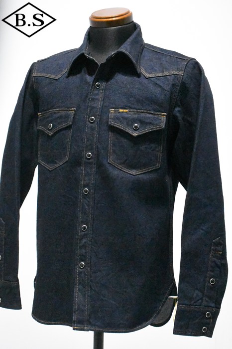 アイアンハート　ウエスタンシャツ　青×黒① アイアンハート ウエスタンシャツ 青×黒①