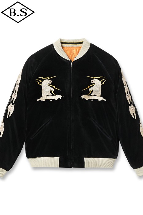 テーラー東洋 TAILOR TOYO アウター Lot No. TT15792-119 / Late 1950s Style Velveteen Souvenir Jacket “POLAR BEAR” × “ALASKA MAP” BLACK