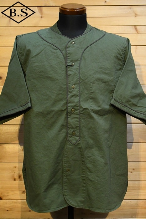 ナイジェル ケーボン Nigel Cabourn ベースボールシャツ 80480011002 BASEBALL SHIRT S/S TYPE2 ベースボールシャツ グリーン