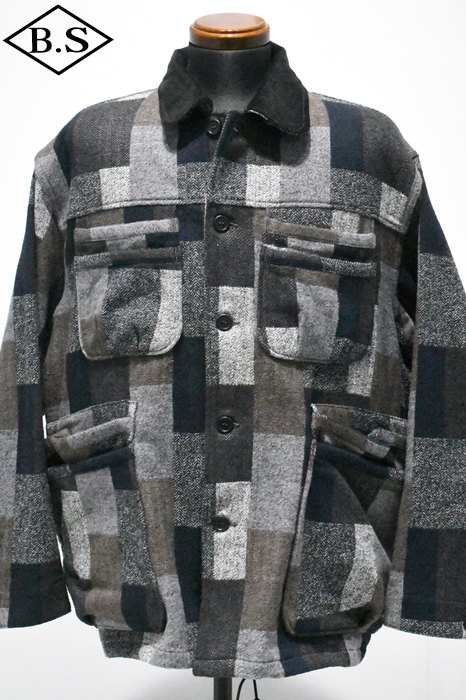ササフラス SASSAFRAS アウター SF-252264 OVERGROWN WARDEN JACKET(COTTON TWEED PATCH CHECK) GRAY