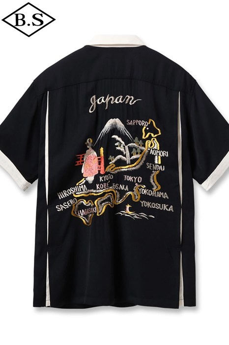 テーラー東洋 TAILOR TOYO 半袖シャツ Lot No. TT39699 / SUKA SHIRT “JAPAN MAP” / BLACK