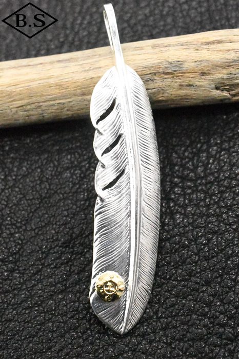 ファーストアローズ FIRST-ARROW's ペンダントトップ P-704L K18 S 付フェザー（L）シルバー