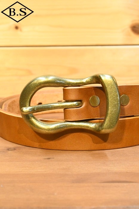 ビッグジョン BIG JOHN ベルト VBLT04 5ミリ厚 細巾 姫路レザー HIMEJI LEATHER ORIGINAL NARROW BELT キャメル