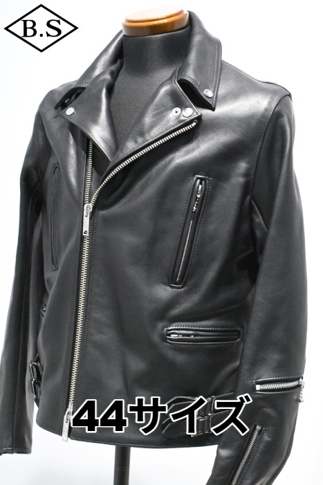 666 Leather Wear ブラックレザーライダースジャケット 34サイズ 666 Leather Wear◇ダブルライダースジャケット/34/レザー/BLK
