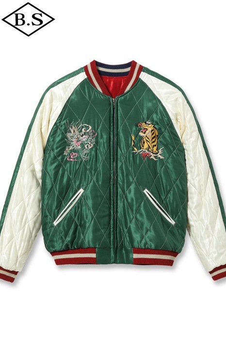 テーラー東洋 TAILOR TOYO スカジャン TT15791-145  Early 1950s Style Acetate Quilted Souvenir Jacket “JAPAN MAP” × “GOLD DRAGON” GREEN