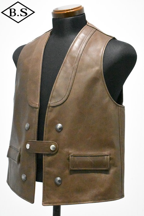 専用GOA ARCHIVE REAL LEATHER VINTAGE VEST MASSES / マシス MASSES ベスト HORSE LEATHER VEST VINTAGE / BROWN