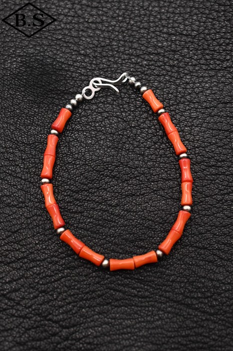 インディアンジュエリー INDIAN JEWELRY アクセサリー ブレスレット FB-38-037 ナバホパール バンブーコーラル 19cm