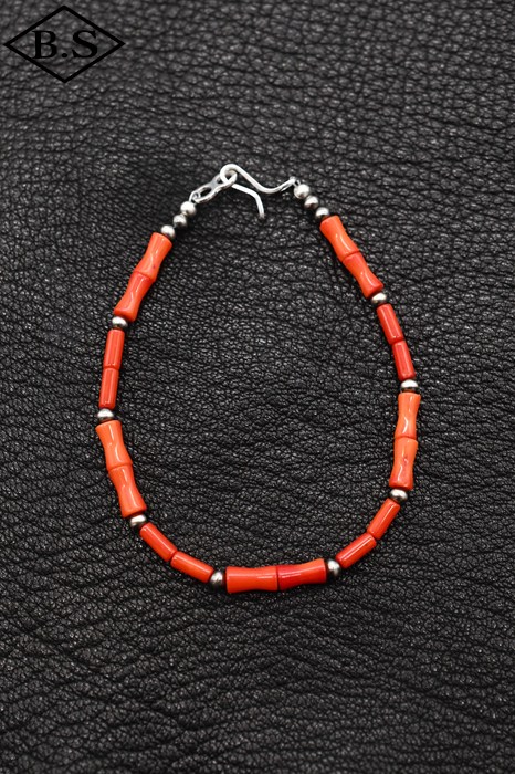 インディアンジュエリー INDIAN JEWELRY アクセサリー ブレスレット FB-38-038 ナバホパール バンブーコーラル 19.5cm
