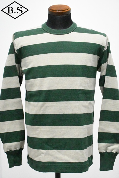 ウエストライド WESTRIDE 長袖Tシャツ 26SS HEAVY BORDER LONG TEE GREEN/SAND