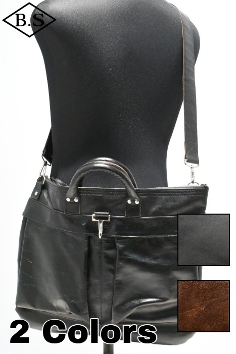 レインボーカントリー ヘルメットバッグ ホースハイド ブラック 茶芯 Rainbow Country(レインボーカントリー) Horsehide Leather