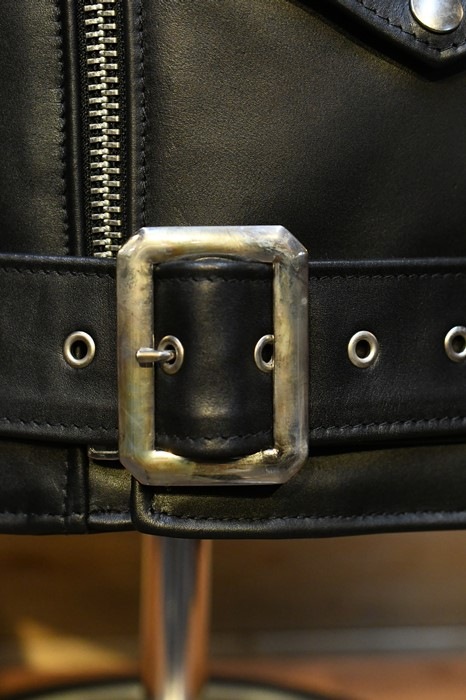 ジョジョSCHOTT ベルト レザー　スター　BLACK 34 Schott Perfecto Double Leather Riders Jacket Size 44 One