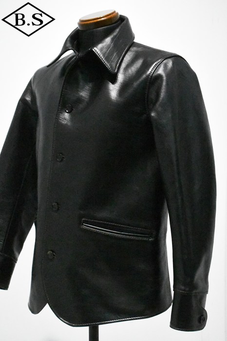 カーコート 黒 レザー ジャケット ボタン留め PREQUEL / プリクエル PREQUEL レザージャケット J1001 Single