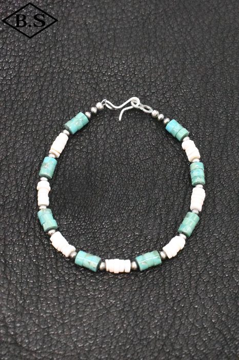 インディアンジュエリー INDIAN JEWELRY 小物 ブレスレット FB38-017 ナバホパール ターコイズ シェル 19cm