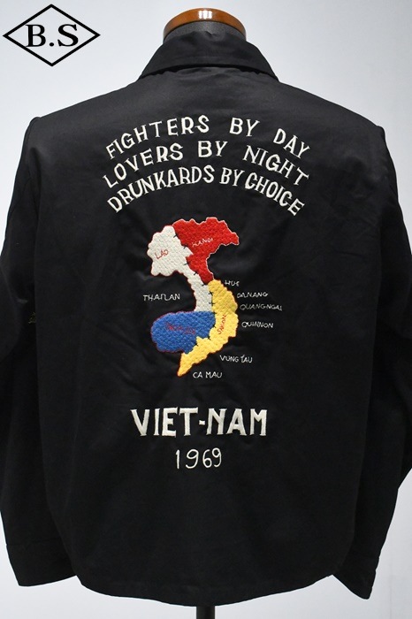 テーラー東洋 TAILOR TOYO スカジャン TT15684 Late 1960s Style Cotton Vietnam Jacket “VIETNAM MAP” BLACK