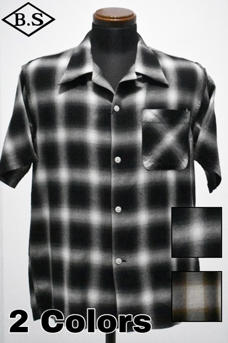 クッシュマン CUSHMAN 半袖シャツ 25626 R/C OMBRE CHECK OPEN COLLAR SHIRTS 
