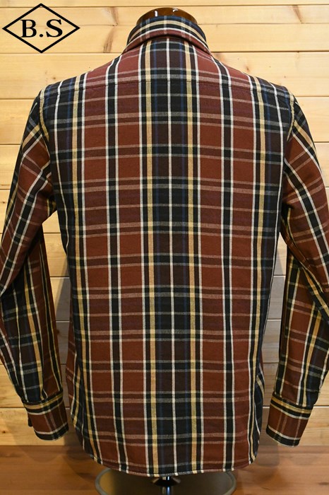 DELUXEWARE グリーンブラウンチェックネルシャツジャケット Lサイズ