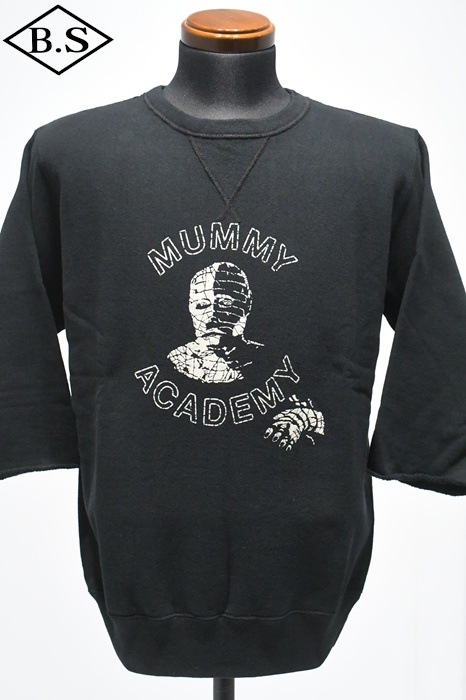 ジェラード スウェット JELADO 七分丈スウェット AB11208 Mummy Academy Print 6th Man BLACK