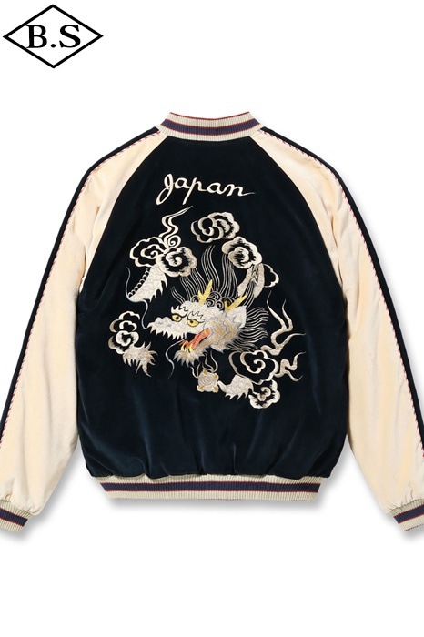 テーラー東洋 TAILOR TOYO スカジャン TT15795-128 Mid 1950s Style Velveteen (Two-tone) × Acetate Souvenir Jacket “WHITE DRAGON” × “EAGLE” 