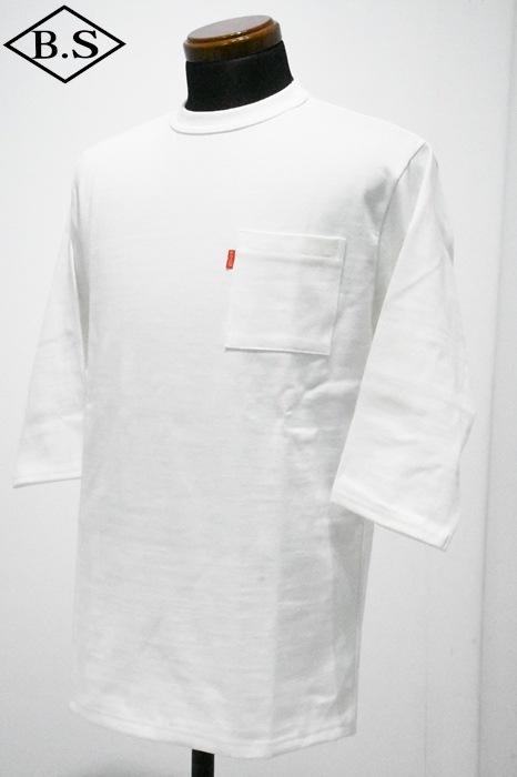 ビッグジョン BIG JOHN  Tシャツ MHTS04M Magnum Weight 3/4 Pocket Tee マグナムウェイトTee White