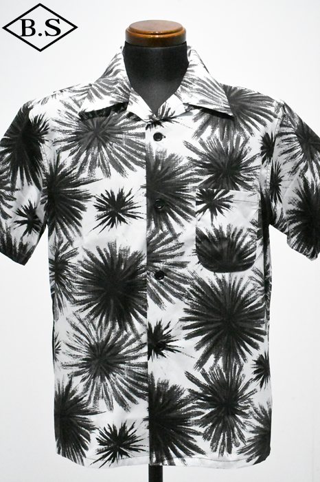 アトラクションズ Attractions WEARMASTERS ウェアマスターズ 半袖シャツ Lot.919 Black Fireworks Cotton Shirt S/S WHITE