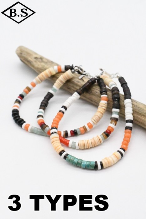 インディアンジュエリー INDIAN JEWELRY アクセサリー ブレスレット FB-39SD-2  ナバホパール ヒシブレスレット サントドミンゴカラー