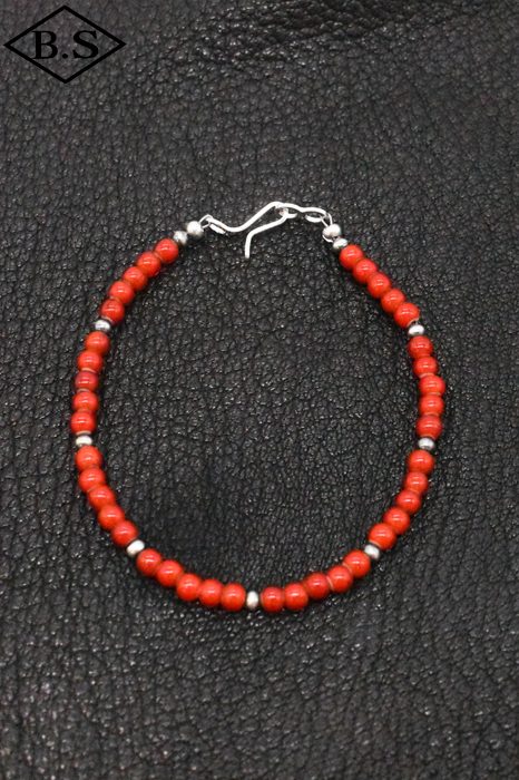 インディアンジュエリー INDIAN JEWELRY 小物 ブレスレット FB38-044 ナバホパール ホワイトハーツ（レッド） 19cm