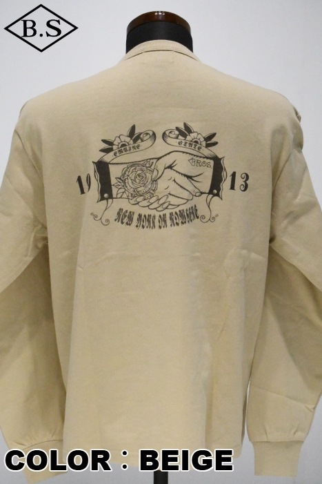 【限定完売品】 Schott シェイクハンド ヘンリーロンT ベージュ Mサイズ SHAKEHAND HENLEY LS T-SHIRT/シェイクハンド ヘンリーロンT | Schott