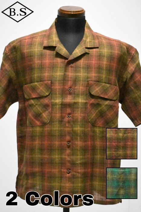 ナイジェルケーボン Nigel Cabourn 半袖シャツ 80520011009 OPEN COLLAR SHIRT HEMP CHECK オープンカラーシャツ ヘンプチェック