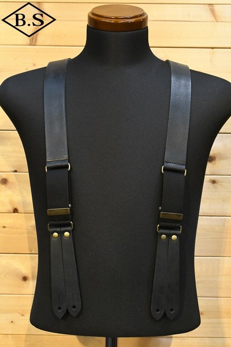 サムライジーンズ SAMURAIJEANS 小物 SPD004 レザーサスペンダー ブラック
