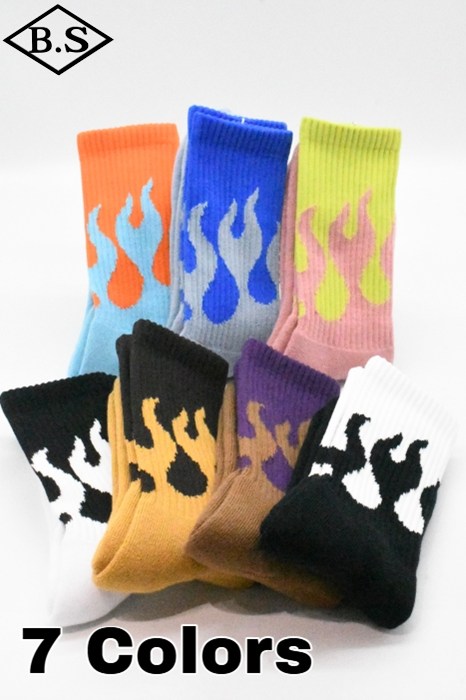 トニーソックス TONNY SOCKS ソックス MT06  Pile Sox FLAMES クルーソックス