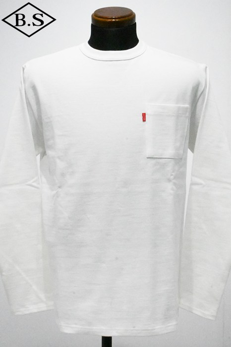 ビッグジョン BIG JOHN  長袖Tシャツ MHTS06M Magnum Weight LS Pocket Tee マグナム ヘビーウエイト ロングスリーブ Tee White