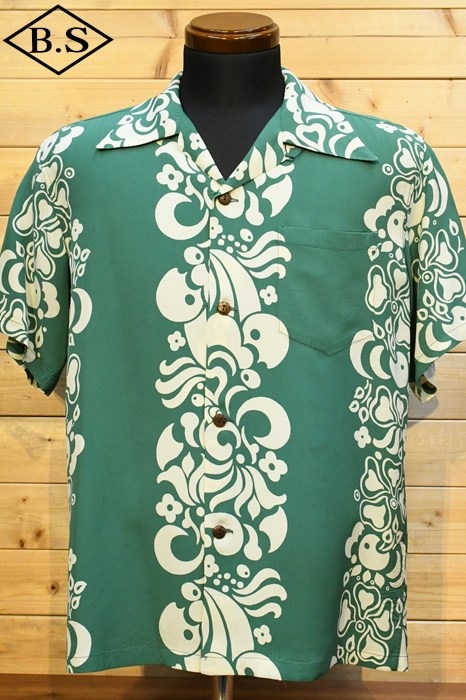 サンサーフ SUN SURF アロハシャツ SS39017 RAYON HAWAIIAN SHIRT “TAHITIAN PRINT”  GREEN