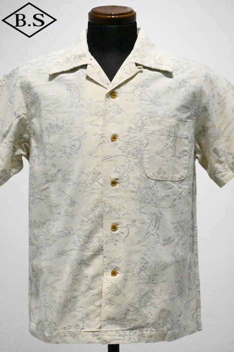 ステュディオ ダルチザン STUDIO D’ARTISAN 半袖シャツ 5736 鳥獣戯画オープンシャツ