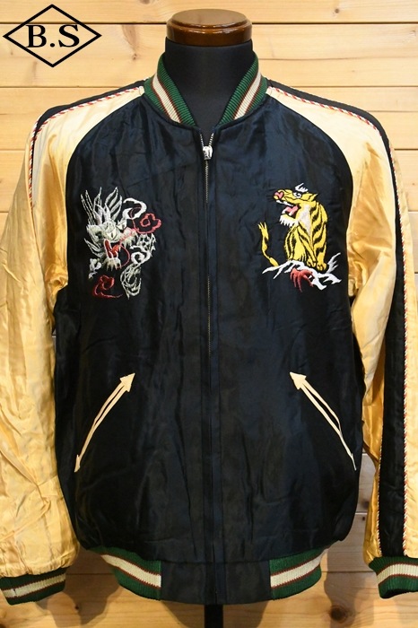 テーラー東洋 TAILOR TOYO スカジャン TT15542-119 Early 1950s Style Acetate Souvenir Jacket “JAPAN MAP” × “GOLD DRAGON” BLACK