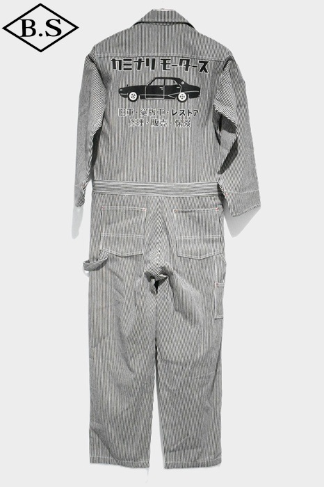 カミナリモータース エフ商会 ヒッコリーツナギ M 中排気量 新品タグ付き すべての商品 / カミナリ KAMINARI ツナギ KMCO-200S ヨンメリ