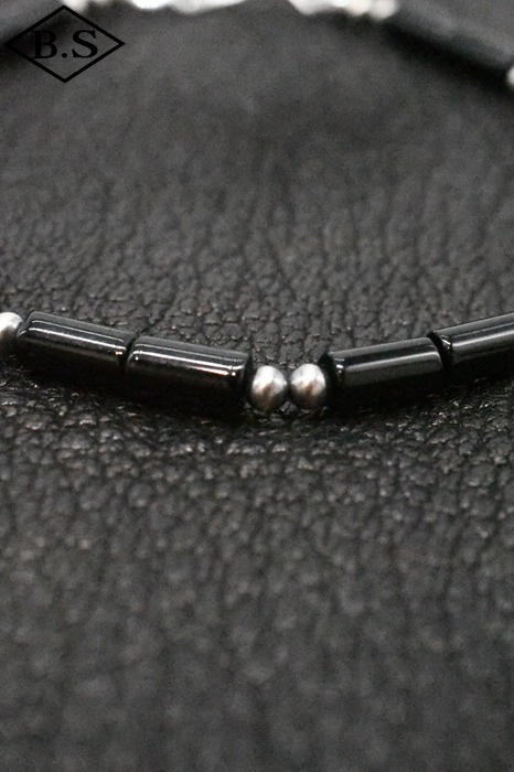 インディアンジュエリー INDIAN JEWELRY 小物 ブレスレット FB38-035 ナバホパール バンブー オニキス 20.5cm