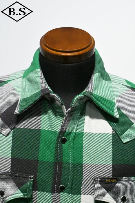 IRON HEART 長袖シャツ X-SMALL オリーブグリーン IRON HEART アイアン