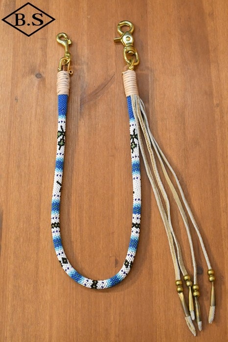 バッファロートラックス Buffalo Tracks 小物 ウォレットロープ ビーズ ブルー×ホワイト