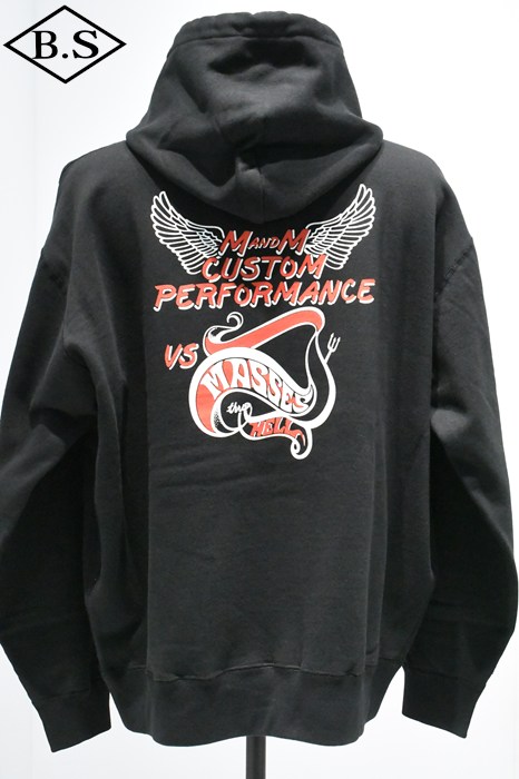 マシス MASSES スウェット M&M×MASSES HOODED HELL BLACK
