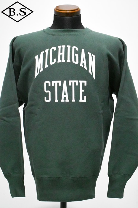 チャンピオン CHAMPION スウェット C3-S026 リバースウィーブ(R) クルーネックスウェットシャツ TRUE TO ARCHIVES  MICHIGAN STATE グリーン×ホワイト