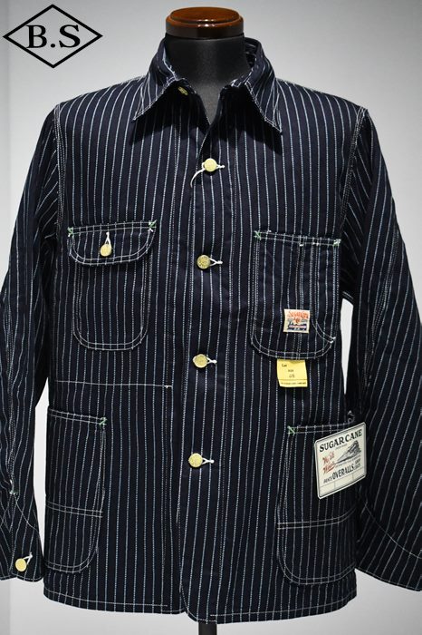 シュガーケーン Sugar Cane デニムジャケット SC15658 9oz. WABASH STRIPE WORK COAT ONE WASH INDIGO