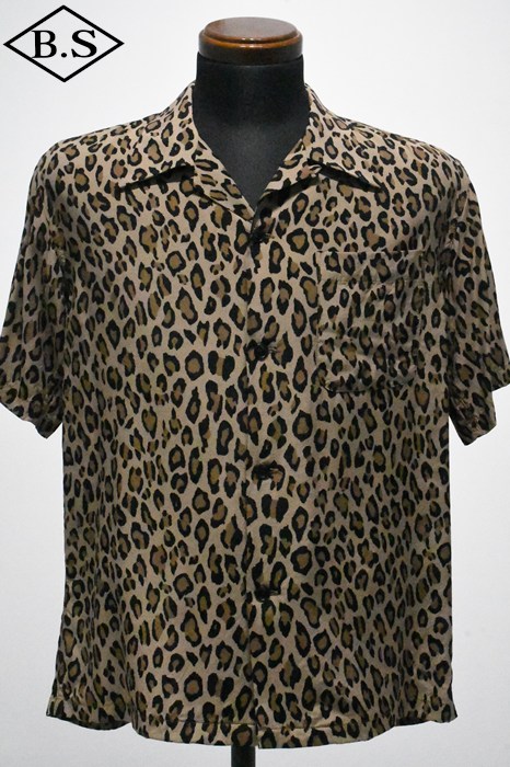クッシュマン CUSHMAN 半袖シャツ 25625 RAYON LEOPARD PRINT SHIRTS BEIGE×GOLD